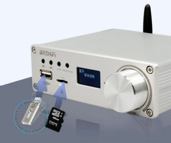 Two-channel amplifier BRZHIFI Audio C40 Hi-Fi 130Wx2 based on TPA3250 and DAC ES9023 support Bluetooth and remote control Color Metallic